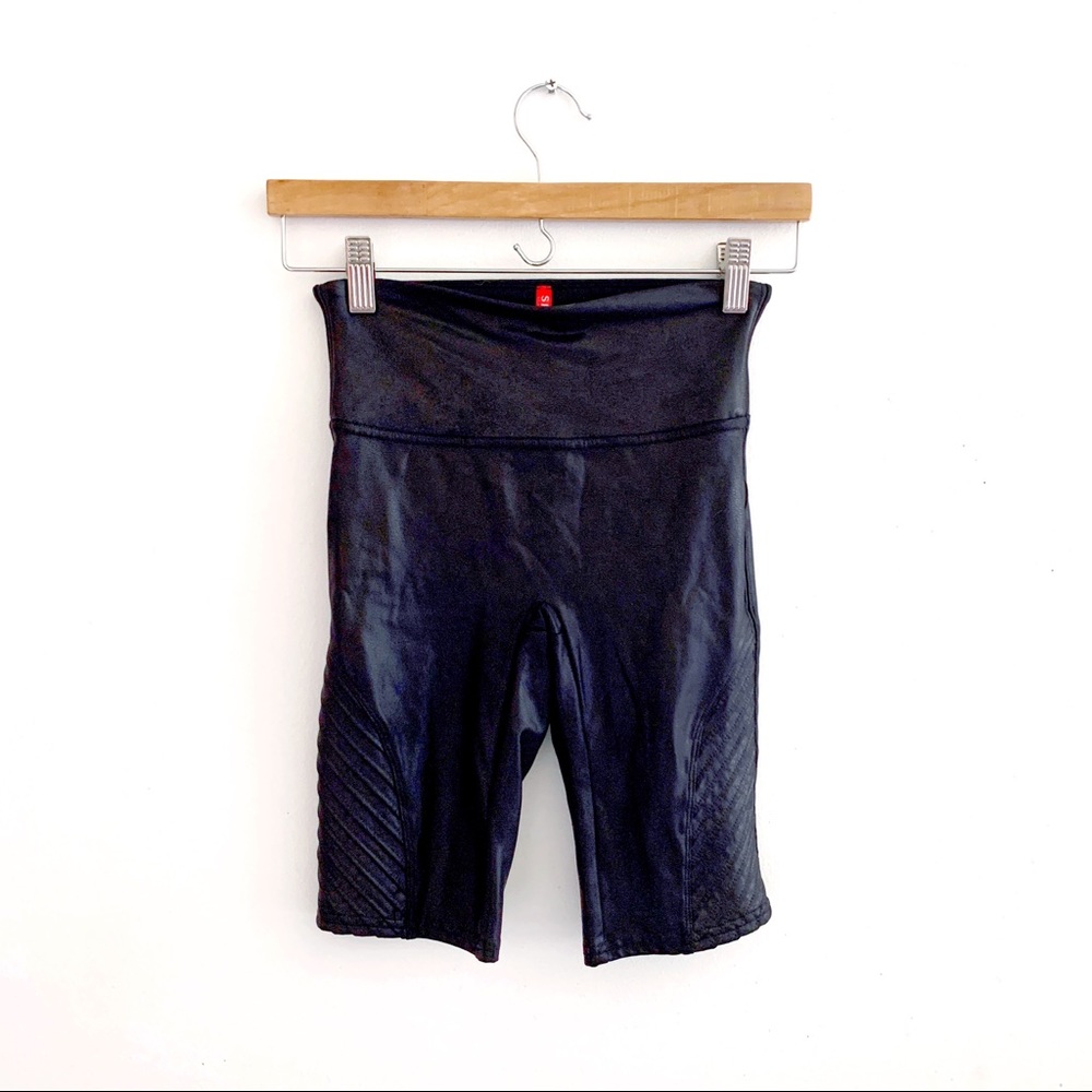 faux leather moto bike shorts